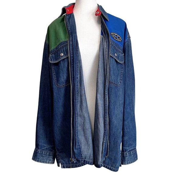 TOMMY HILFIGER MEN'S VINTAGE 90S SPORT TECH DENIM ZIP UP SHIRT - S - Picture 4 of 12